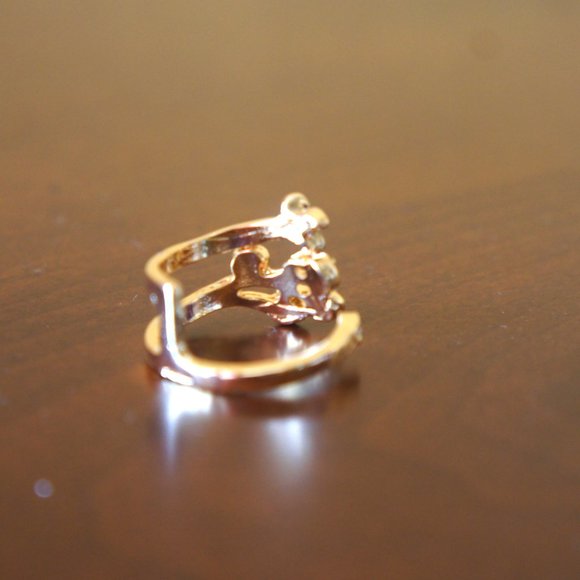 Gold & CZ Flower Leaf Adjustable Ring - Picture 9 of 11